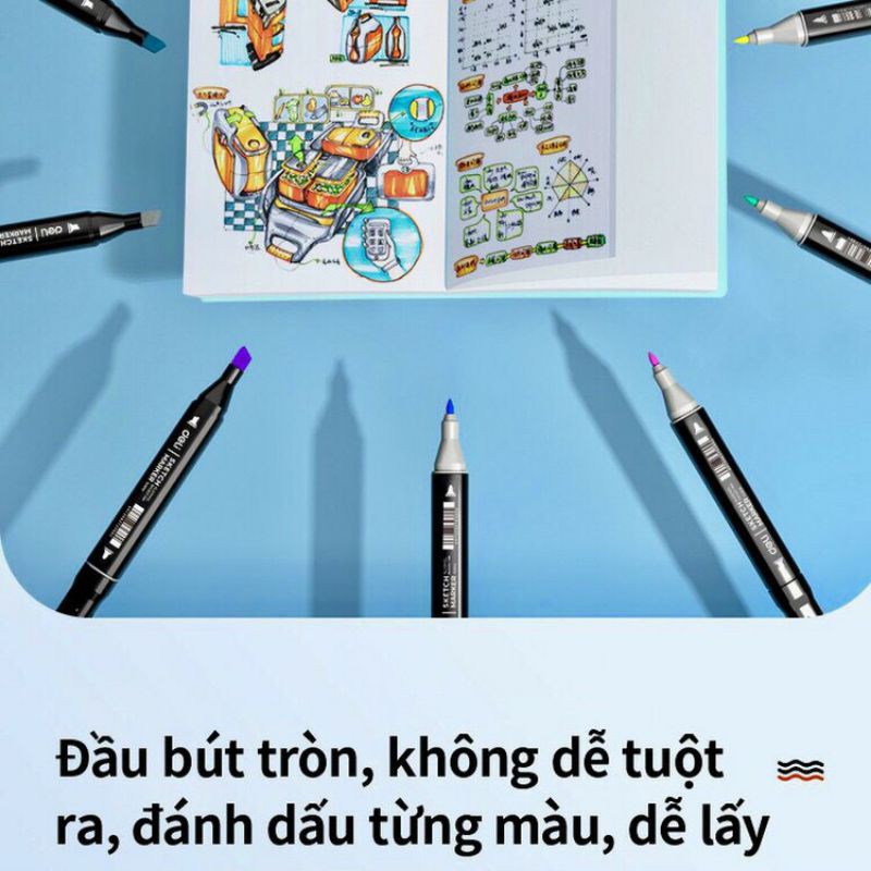 💕Bút màu marker chuyên nghiệp Deli-60Màu - kèm túi vải - 70806