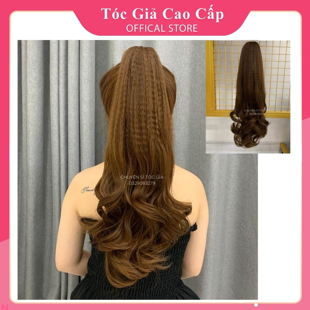 Tóc giả ngoặm xoăn dài bấm phồng, dài mã N44, sợi tơ cao cấp