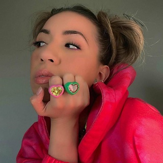 Multi-purpose sweet color glazed rhinestone open ring
