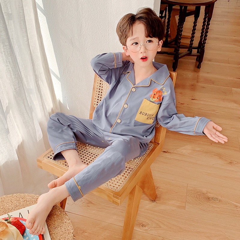 Bộ đồ ngủ bộ pijama cho bé trai 8-18kg Tunkid chất lụa Hàn thấm hút siêu đáng yêu