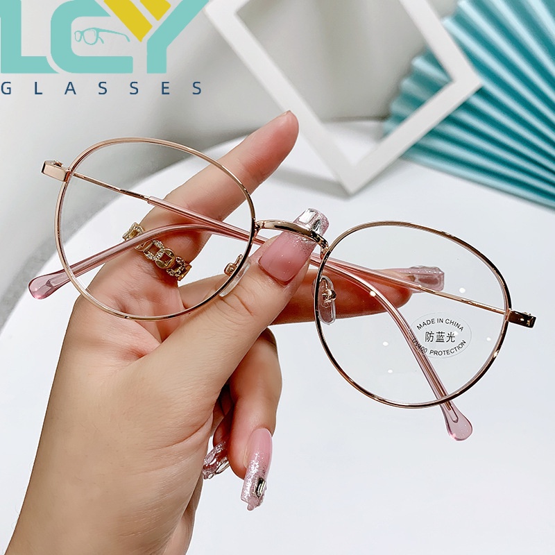 Mắt Kính Gọng Tròn Chống Ánh Sáng Xanh Chất Liệu Kim Loại Thời Trang Phong Cách Hàn Quốc 8002