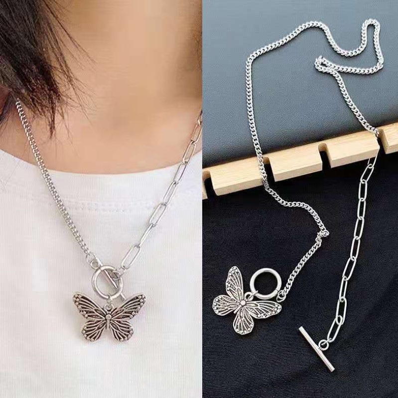 Vòng cổ hai lớp bằng thép không gỉ phong cách hip hop đơn giản dành cho nam