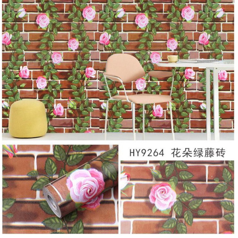 10m giấy dán tường sẵn keo gạch dây hoa (10m x 45cm / cuộn) 5448 decal ,sẵn keo trang trí đẹp.