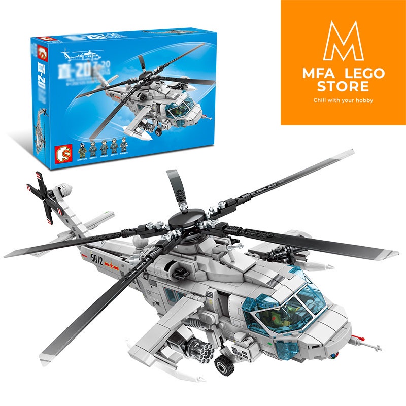 Đồ chơi lắp ráp lego army , lego xe tăng - Trực thăng tác chiến trên biển sembo Z-20 MFA LEGO STORE ( 935 mảnh)
