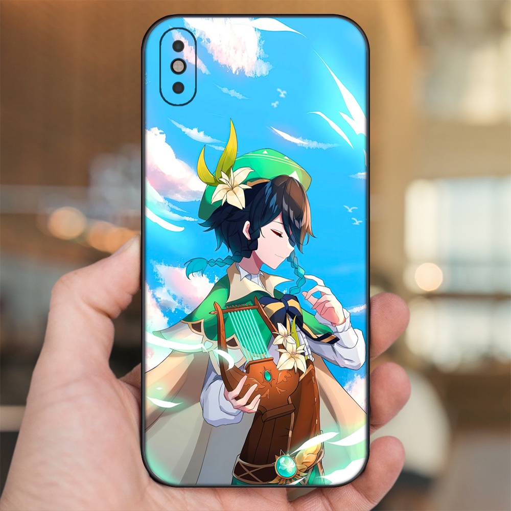 Ốp lưng iPhone Xs Max dẻo đen cạnh vuông in hình Venti Genshin Impact