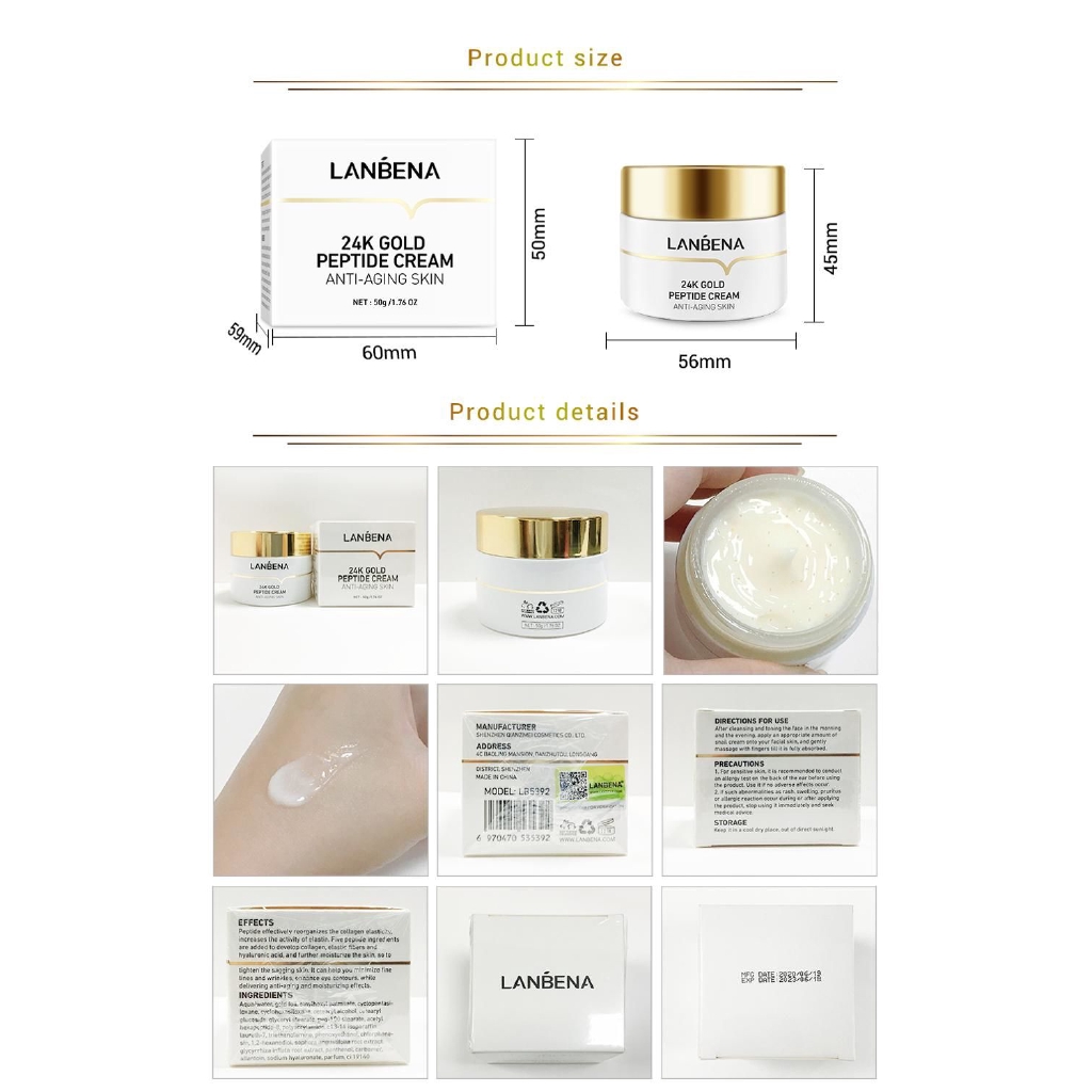 Kem dưỡng da mặt LANBENA chiết xuất vàng 24k chống lão hóa / nếp nhăn hiệu quả | BigBuy360 - bigbuy360.vn