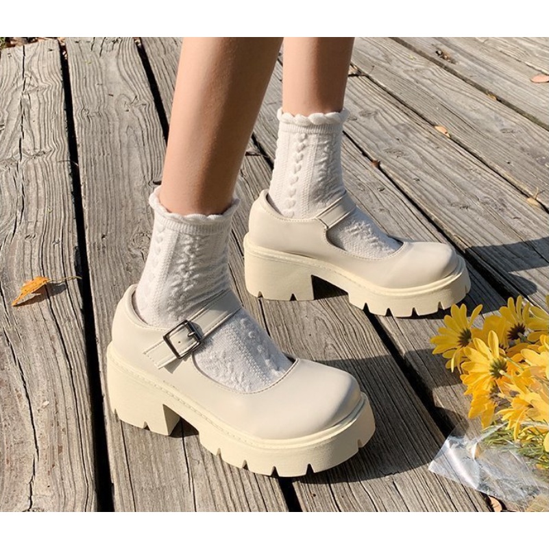 |G06| Giày Marry Jane đế vuông quai cài Lolita phong cách retro