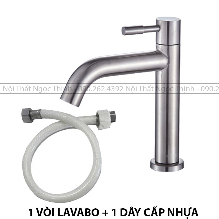 Vòi Lavabo Lạnh inox SUS 304 STN-601 (18CM) vòi lavabo inox cao cấp dùng cho chậu rửa mặt