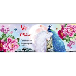 Tranh đính đá vợ chồng khổ lớn 120x50cm