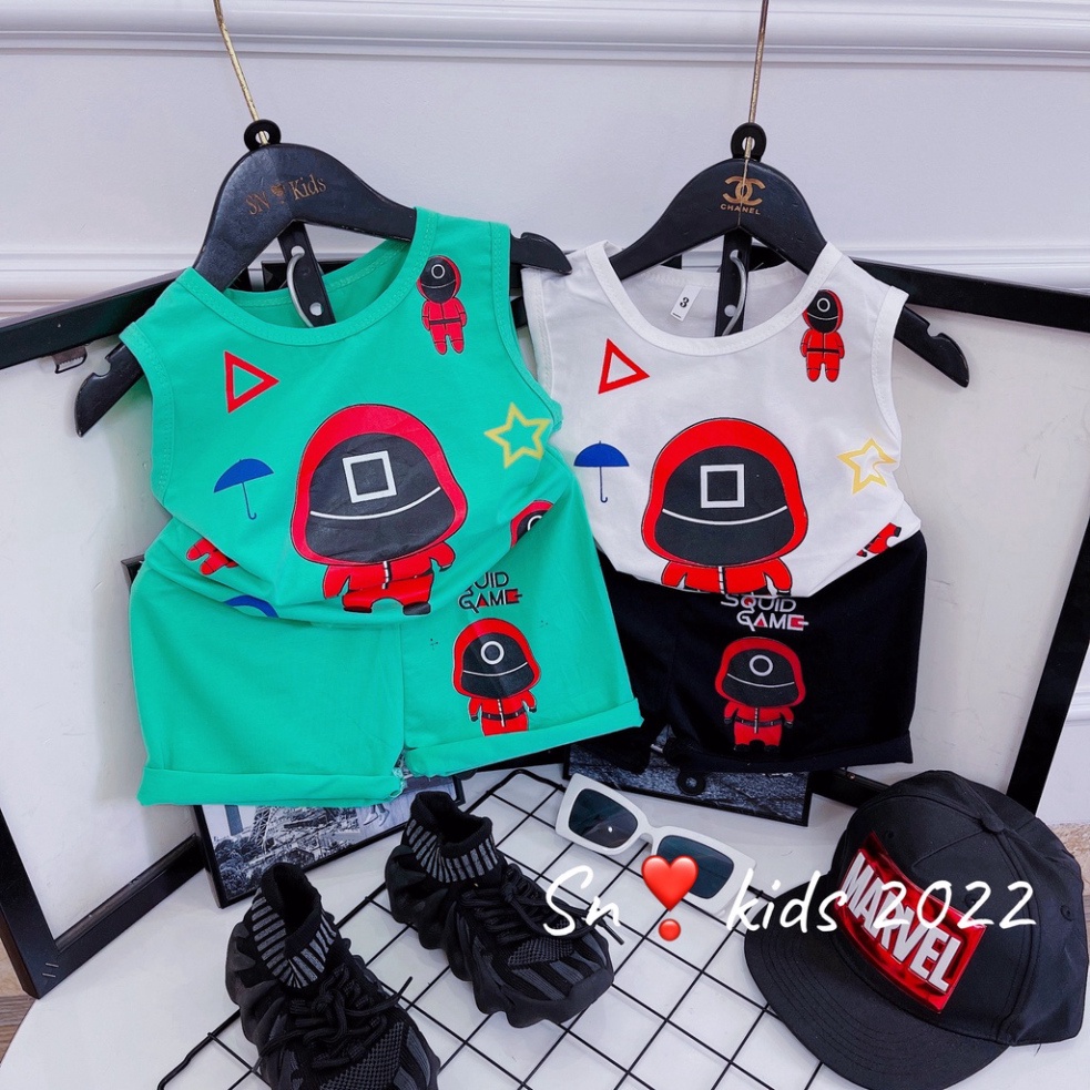 Bộ ba lỗ bé trai, Bộ đồ trò chơi con mực bé trai (10-30kg)