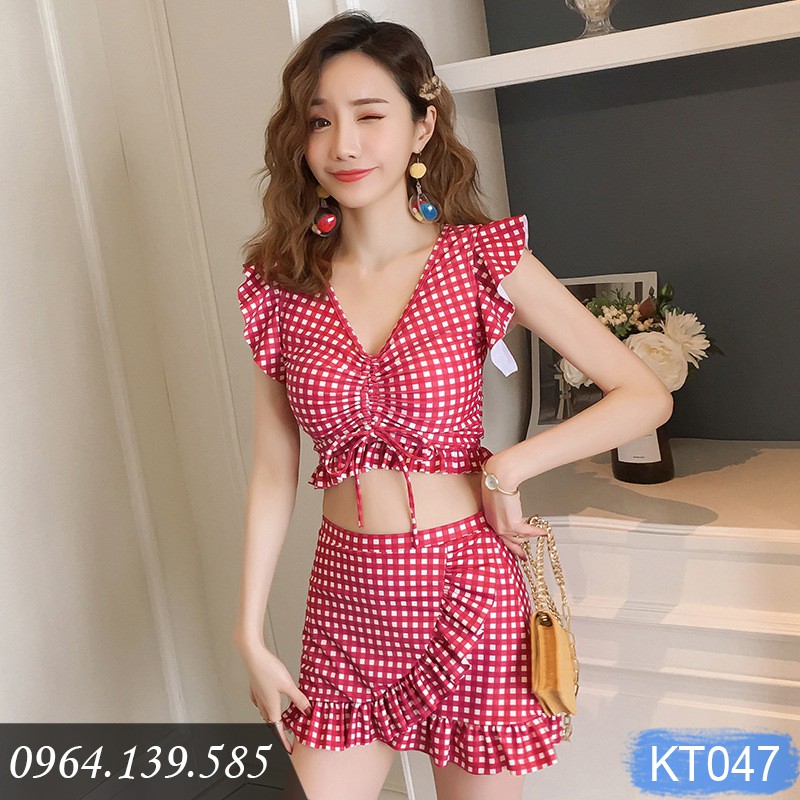 Bộ đồ bơi bikini 2 mảnh nữ phong cách Hàn xinh xắn, chất bơi thun lạnh Lycra cao cấp, dáng dễ mặc | KT047