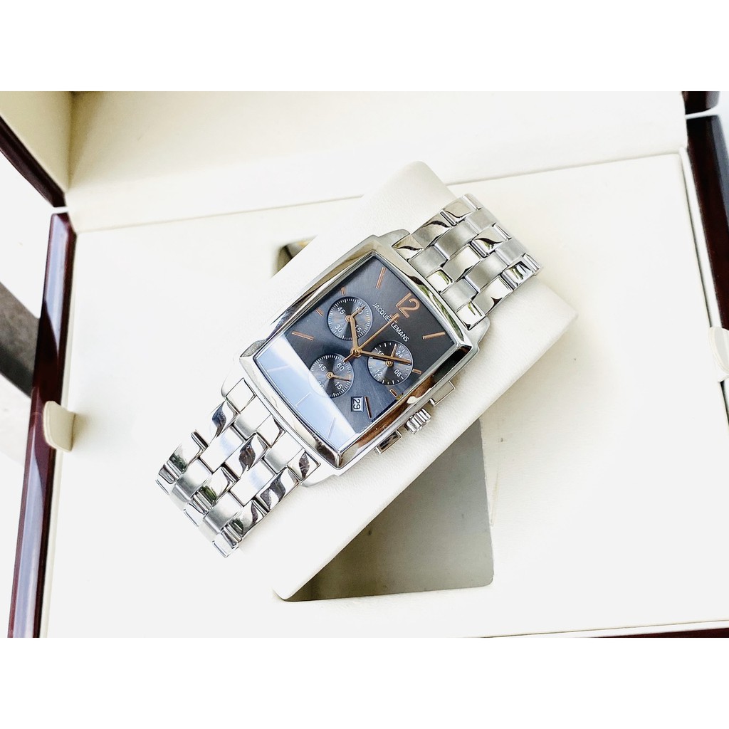 ĐỒNG HỒ NAM Jacques Lemans Men's 1-1906G Bienne Gray Dial Stainless Steel Watch