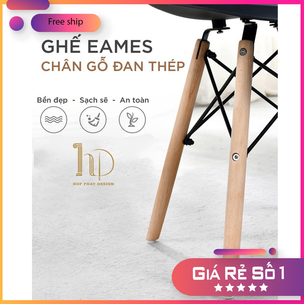 ☀️FREESHIP ☀️GHẾ EAMES Chân Gỗ Đan Thép (Ghế làm việc, quán cafe, phòng ăn...) Kiểu Hiện Đại Hàn Quốc full màu