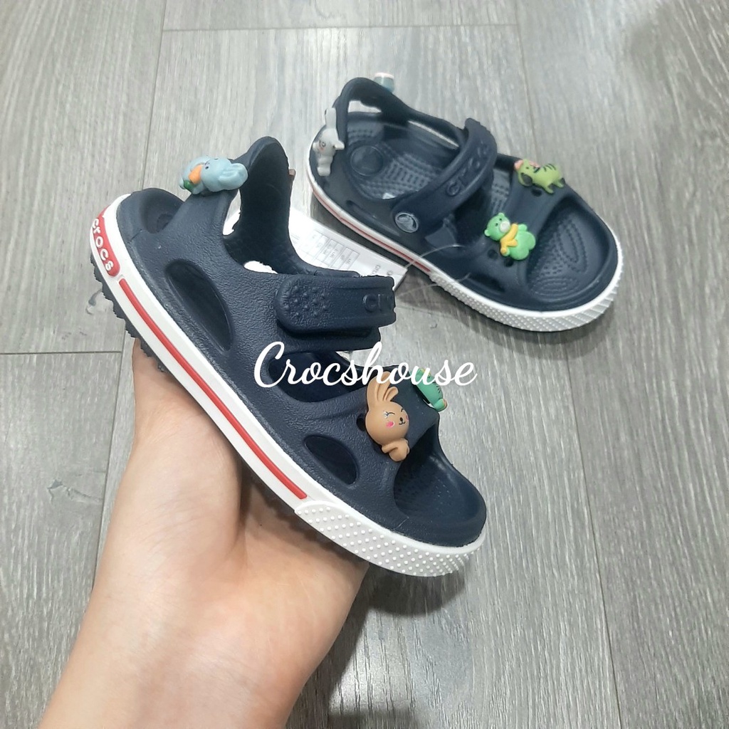 (Hàng cao cấp) Sandal crocs band quai ngang, xăng đan cross trẻ em 2 màu navy và xanh blue - Crocshouse