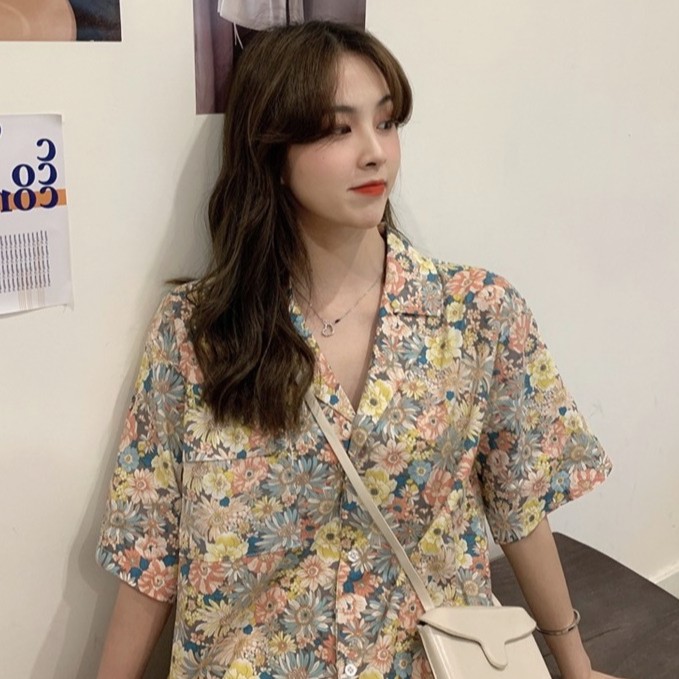 Áo Sơ Mi Chiffon Họa Tiết Hoa Retro Thời Trang Cho Nữ