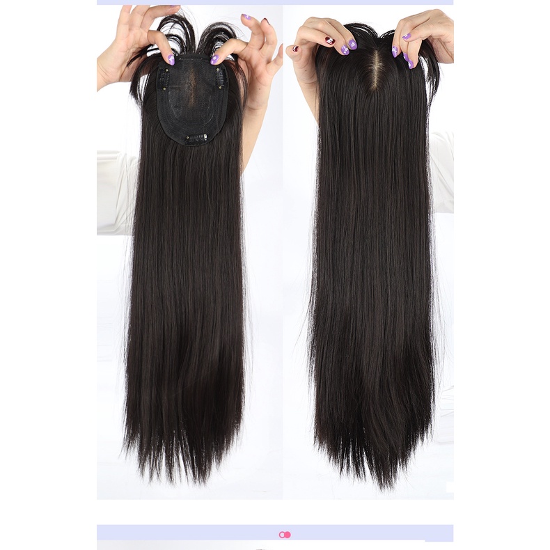 Tóc giả WIGSIN kiểu thẳng dài/ uốn xoăn có mái với đỉnh tóc dày và dài che giấu tóc mỏng tiện dụng