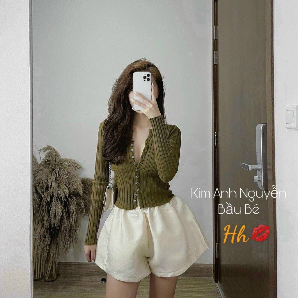 Áo len cúc dài chất len mịn siêu co dãn cúc tháo được nhiều màu vanmiushop