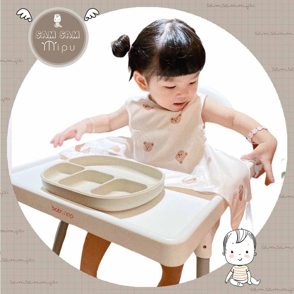 Áo yếm cho bé ăn dặm BLW không tay từ 6m đến 3y có nút hít, vải chống thấm Hàn Quốc- Shop Mẹ Sam