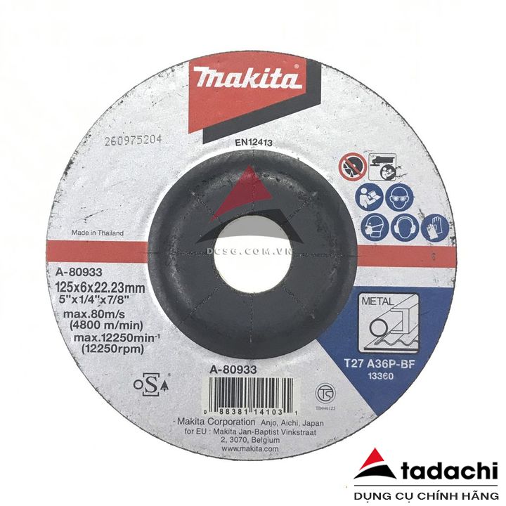 Đá mài kim loại 125x6.0x22.23mm Makita A-80933 | Tadachi