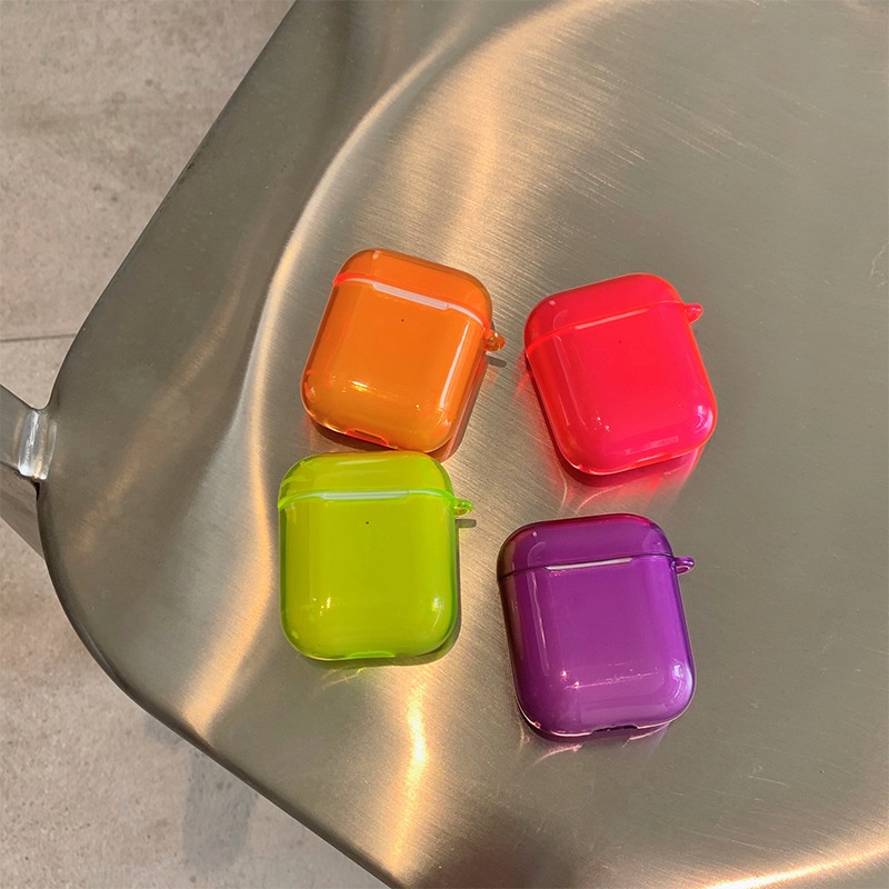 Vỏ airpod airpods mềm dẻo trong TPU bảo vệ hộp sạc tai nghe airpod airpods 1/2/Pro màu neon dạ quang KinoShop
