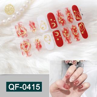 Bộ 14 miếng sticker họa tiết trái tim lấp lánh trang trí móng