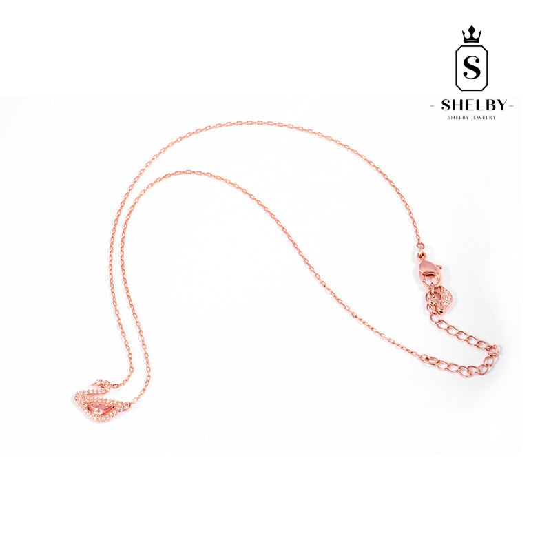 Dây chuyền treo cổ SWAROVSKI SWAN với một món quà lãng mạn đáng yêu thời trang bằng đá thủy tinh hồng SWAN mới S925