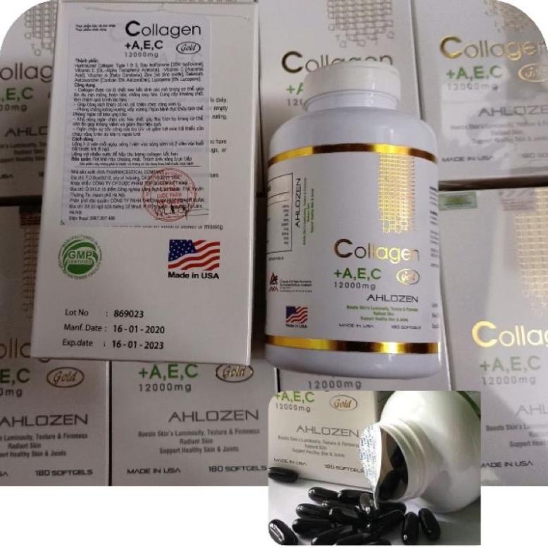 Viên uống Collagen AEC Ahlozen Gold 12000mg - Nhập khẩu Mỹ 180 viên