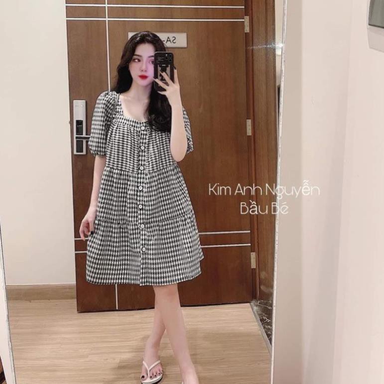 Váy babydoll kẻ caro  ྇  ྇