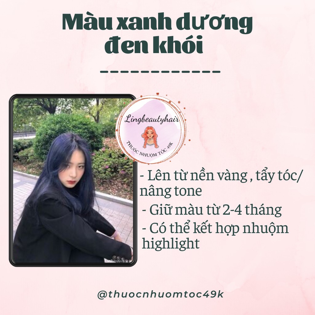 ( TẨY TÓC/ NÂNG TONE ) Thuốc nhuộm tóc màu XANH DƯƠNG ĐEN KHÓI