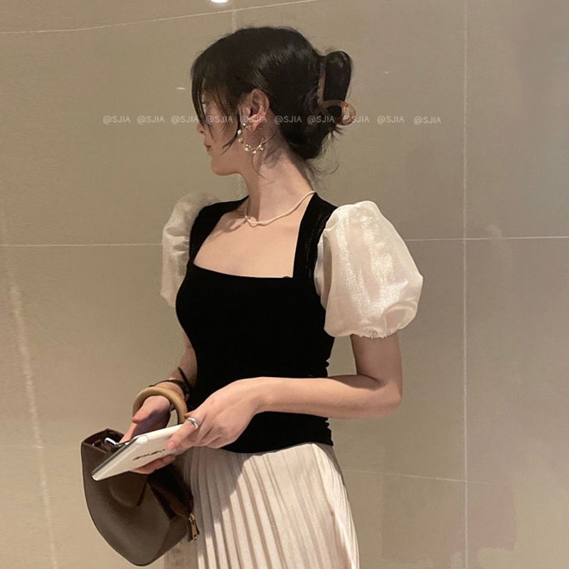 Áo Kiểu Tay Phồng Plus Size Phong Cách Vintage Pháp Thời Trang Mùa Hè Cho Nữ
