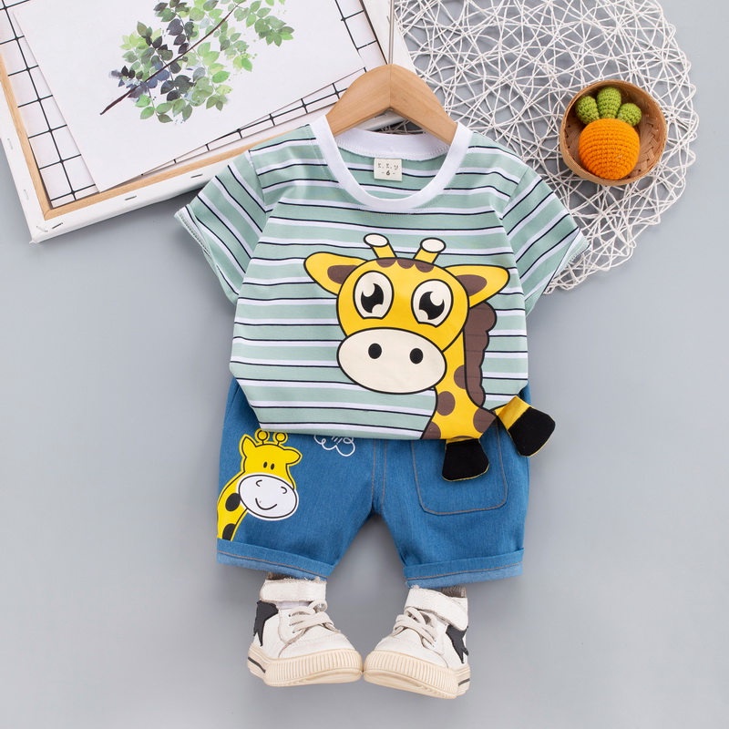 Set Đồ Mùa Hè 2 Món Gồm Áo Sơ Mi Và Quần Ngắn Thời Trang Thường Ngày Cho Bé Trai 0-5 Tuổi