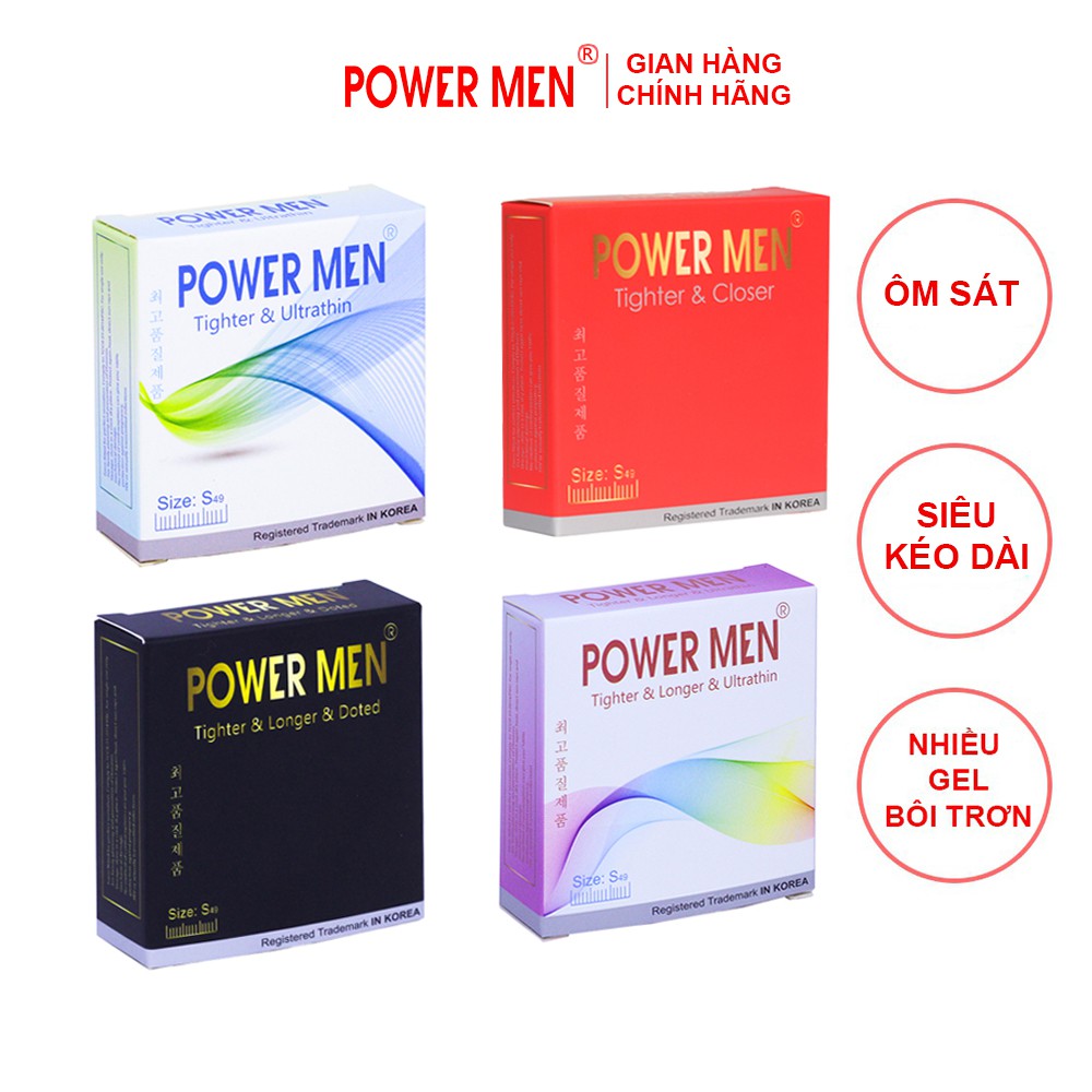 Bao cao su Powermen Tighter & Closer Size nhỏ 49mm Ôm sát Hộp 3 chiếc (TSA3)