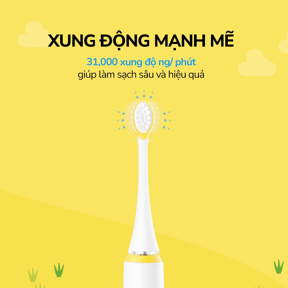 Bàn chải đánh răng điện cho bé LocknLock ENR226WHT 1.5W - Hàng chính hãng, khả năng chống nước và chống trượt - JoyMall