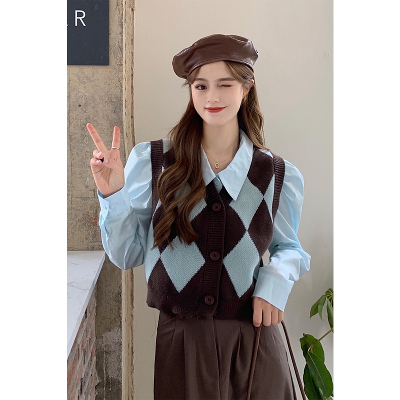 Áo khoác dệt kim không tay thời trang thu đông phong cách Retro cho nữ | BigBuy360 - bigbuy360.vn