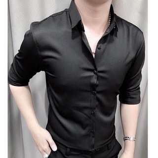 Sơ Mi Nam Dài Tay Áo Nam Hàn Quốc Trơn Đen