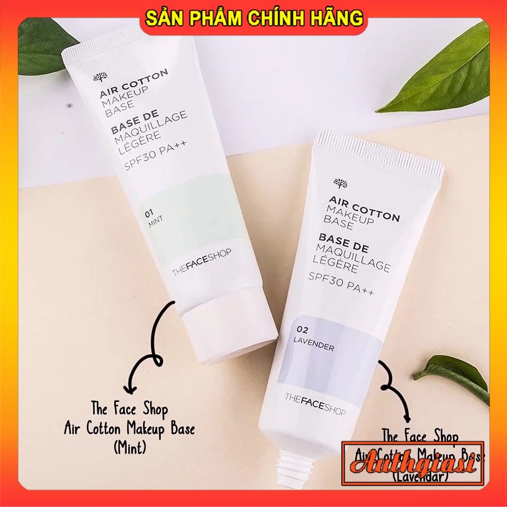 Kem lót kiềm dầu và hiệu chỉnh tông da The Face Shop Air Cotton Makeup Base SPF30 PA++ TFS 40ml