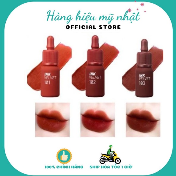 Son kem Peripera Ink Vel.vet Lip Tint siêu lì, bám màu cực tốt và mềm mịn môi