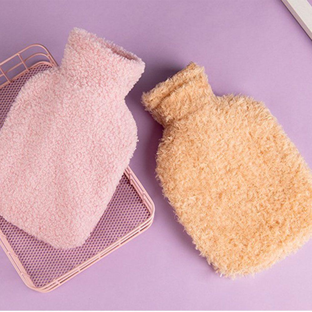 ME Túi Nước Nóng Màu Trơn Có Vỏ Bọc Áo Khoác Lông Ấm Áp