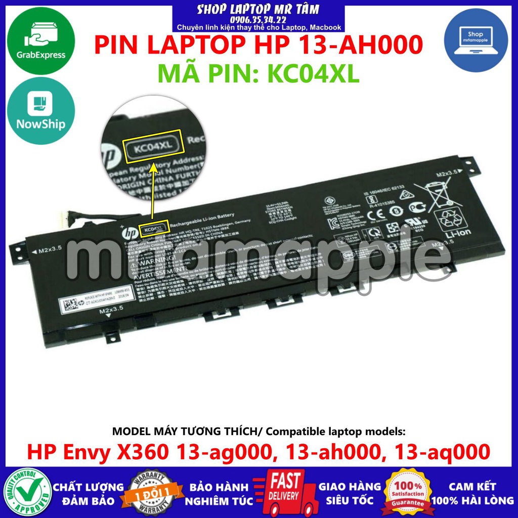 (BATTERY) PIN LAPTOP HP 13-AH000 KC04XL (ZIN) (4 CELL) dùng cho Envy X360 13-ag000, 13-ah000, 13-aq000