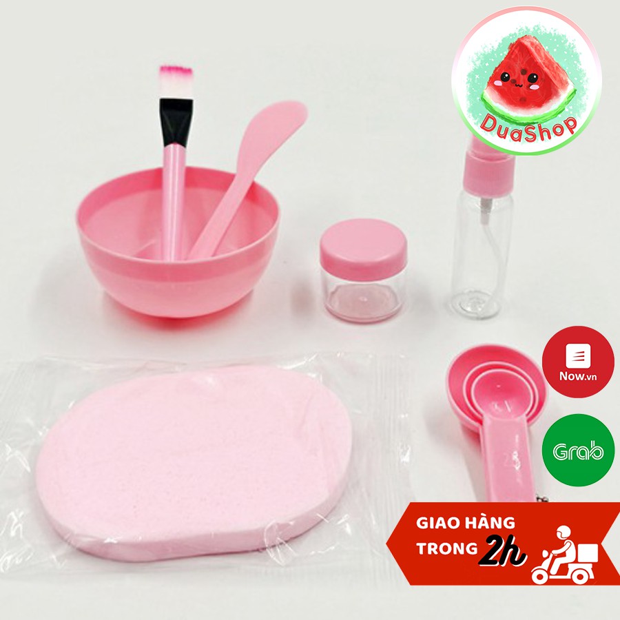 Bộ dụng cụ làm đẹp 7 món: bát trộn mặt nạ/ thìa đong/ lọ chiết…🍉Duashop🍉