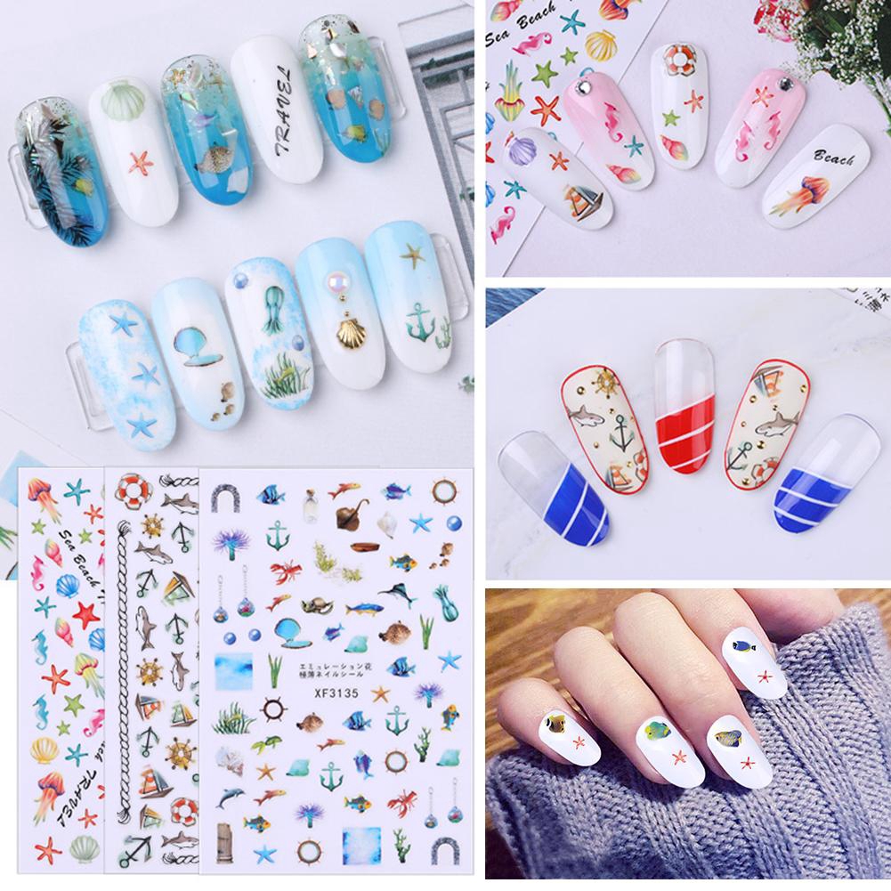 1 Set Nail Stickers Art Decoration Slider Ocean Water Decal Manicure Foil