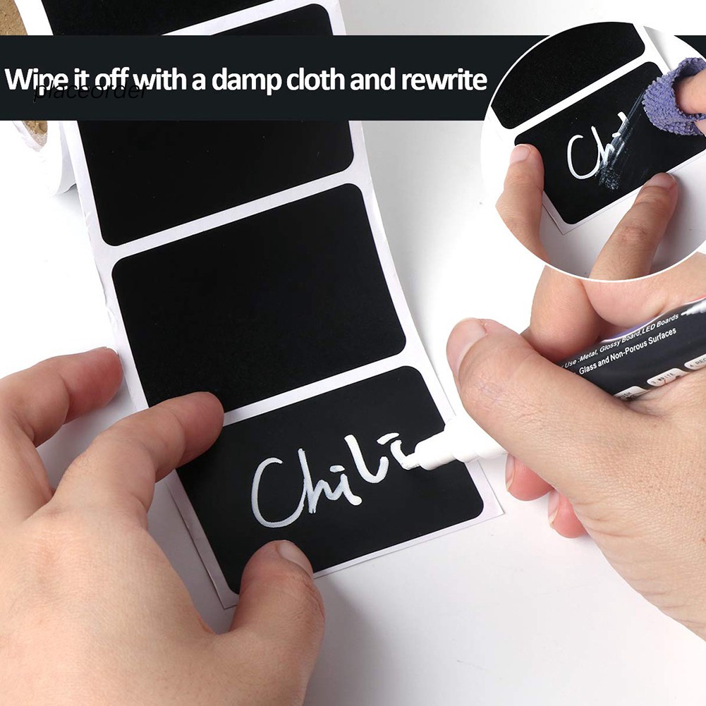 Set 150 sticker hình chữ nhật pvc siêu dính dạng bảng đen để ghi chú diy