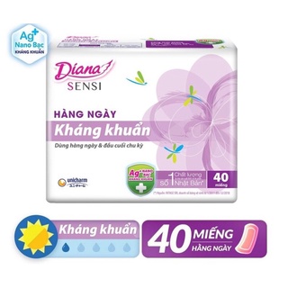GÓI 40M Băng vệ sinh Diana Hàng Ngày Sensi kháng khuẩn 40 miếng/gói