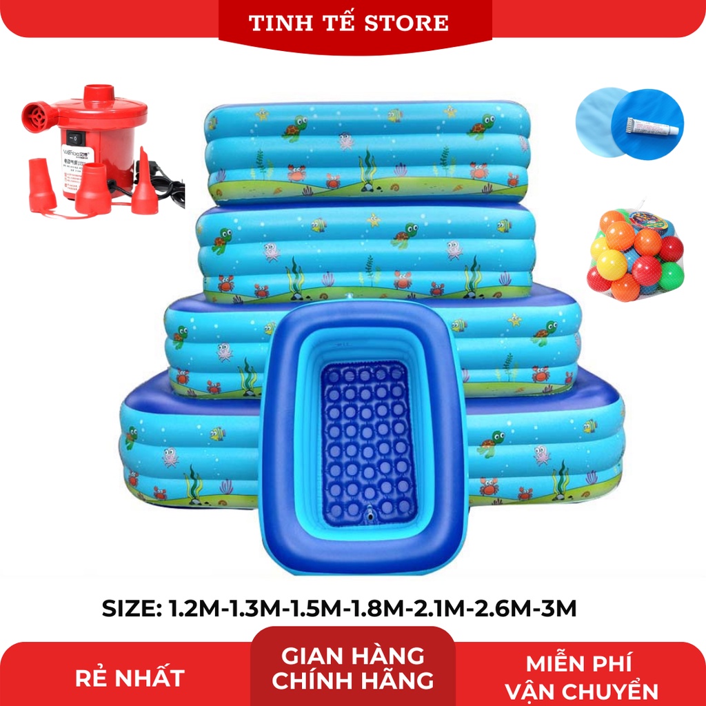 ✔️ Bể Bơi Phao Trong Nhà 3 Tầng Cho Trẻ Em, Bể Bơi Cho Bé Dày Dặn, Bền Đẹp, ĐÁY 2 LỚP CHỐNG TRƯỢT [BH 1 Đổi 1]