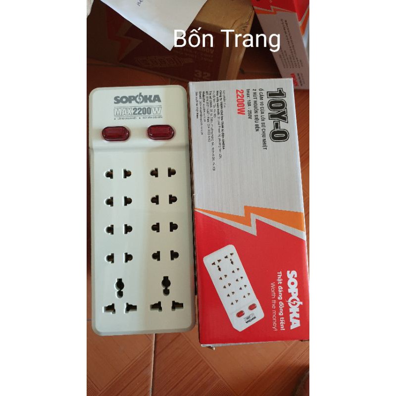 Ổ CẮM 10 CỬA LÕI SỨ CHỊU NHIỆT SOPOKA( KHÔNG DÂY)