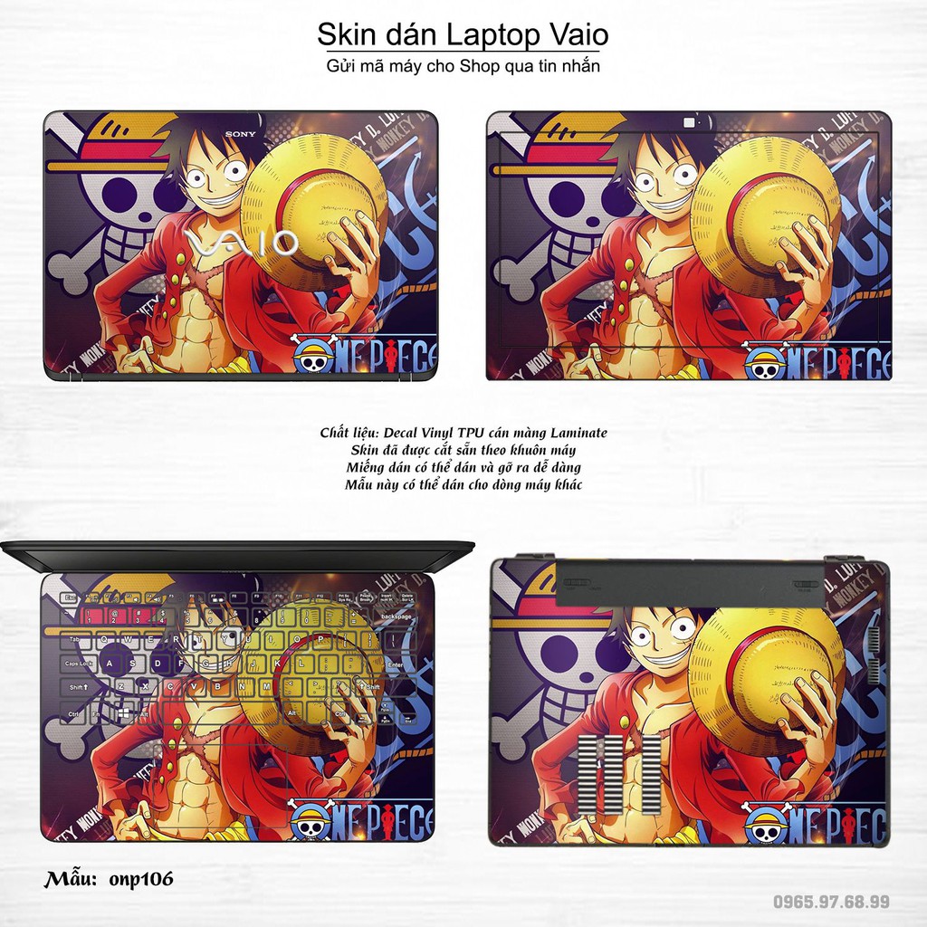 Skin dán Laptop Sony Vaio in hình One Piece nhiều mẫu 11 (inbox mã máy cho Shop)