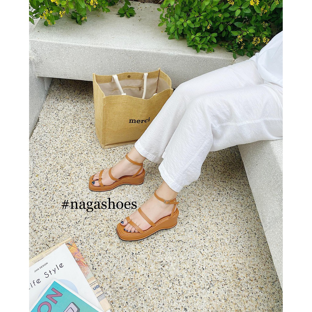 SANDAL NAGASHOES ĐẾ XUỒNG QUAI KẸP 6CM NAS193