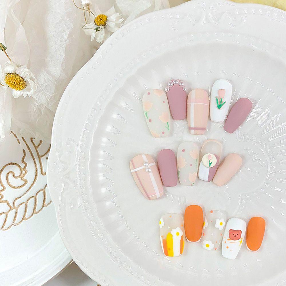 Phụ Kiện Trang Trí Móng Tay Họa Tiết Gấu Hoạt Hình Màu Cầu Vồng Dễ Thương DIY
