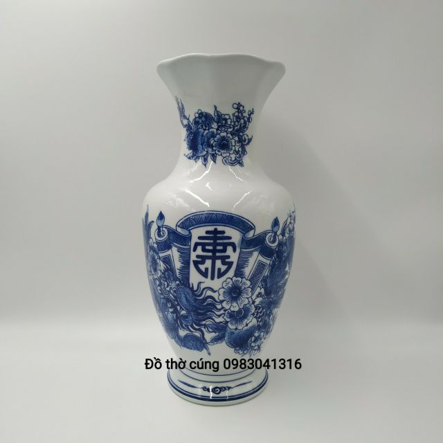 Lọ cắm hoà thờ màu xanh lam cao 40cm