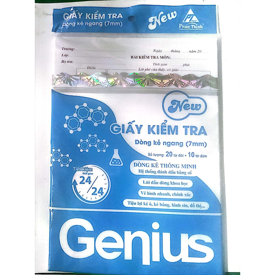 Giấy kiểm tra kẻ ngang-tờ đơn kèm tơ đôi Có chấm-Không chấm phù hợp cho học sinh cấp 2,3